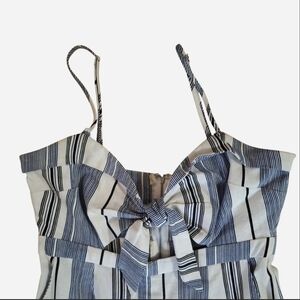 Forever 21 Linen Blend Navy & White Striped Tie-Front Spaghetti Strap Romper